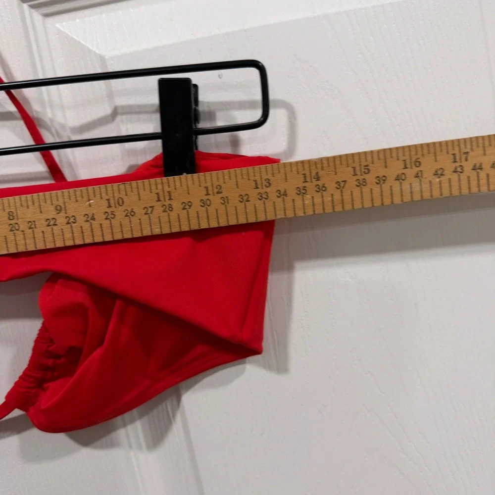 SKIMS Red Cutout Halter Bandeau Swim Top Size Large L/G/G